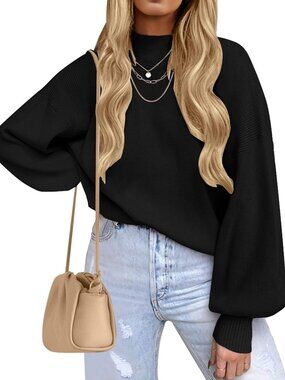 Cozy Oversized Turtleneck Sweater for Women | Fall Fashion Long Sleeve Knit Top